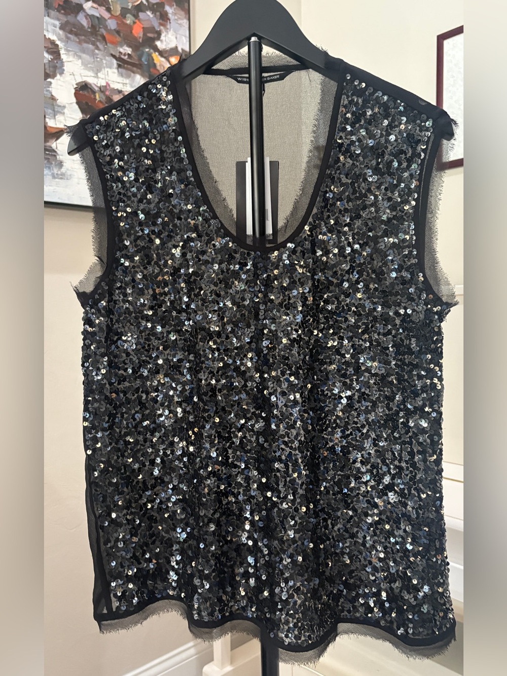 NWT Walter Baker black sequin top